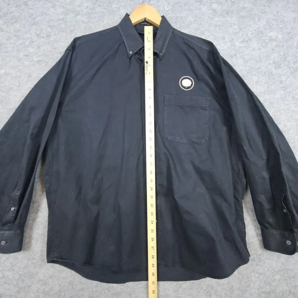Dunbrooke Men's Black Wrinkle Resistant Shirt Size L Cotton Embroidered‎ FLAWS